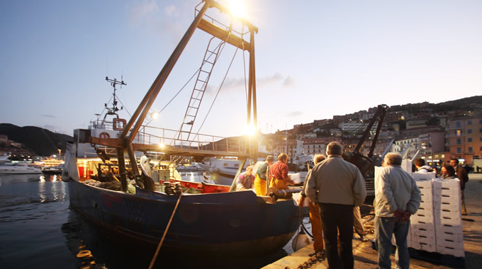 Sbarco del pesce a Porto S. Stefano